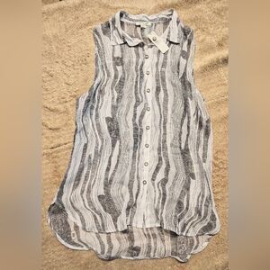NWT Simply Noelle Sleeveless Black And White Sheer Women's Blouse Size Large